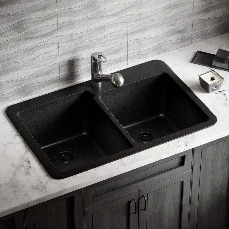 MRDirect Granite Composite 33" L x 22" W Double Basin DropIn Kitchen